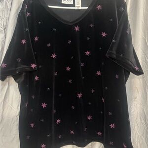 Liz Claiborne Black Top with Pink Floral Accents